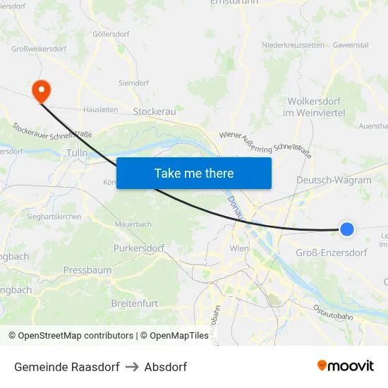 Gemeinde Raasdorf to Absdorf map