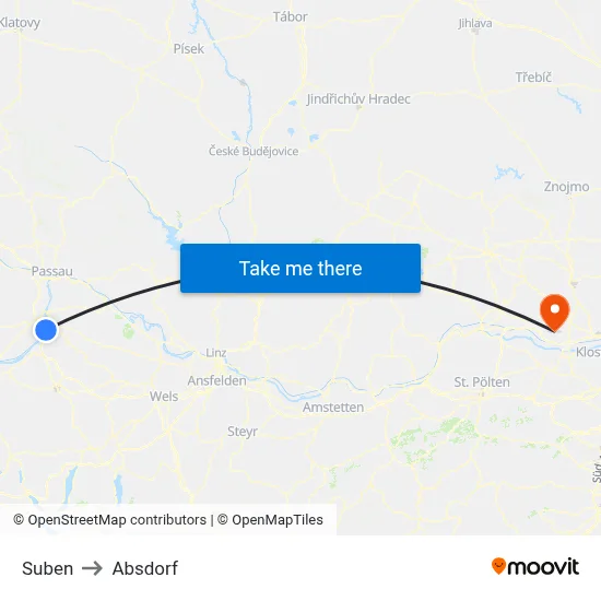 Suben to Absdorf map