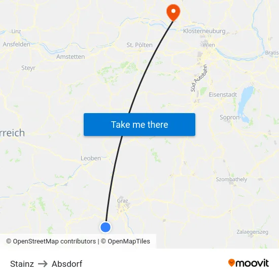 Stainz to Absdorf map