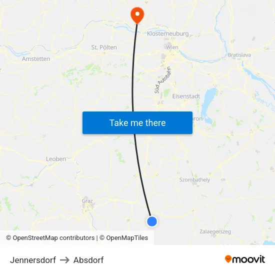 Jennersdorf to Absdorf map