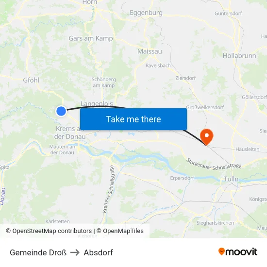 Gemeinde Droß to Absdorf map