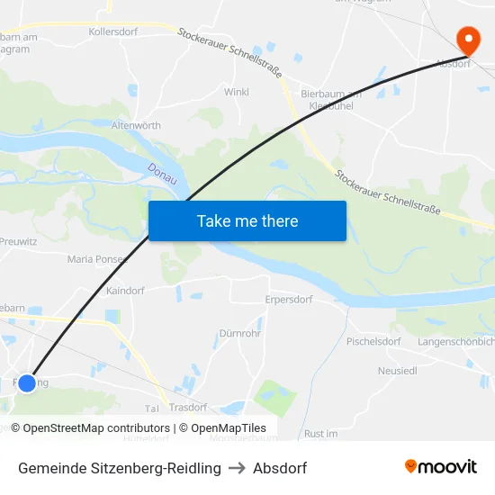 Gemeinde Sitzenberg-Reidling to Absdorf map