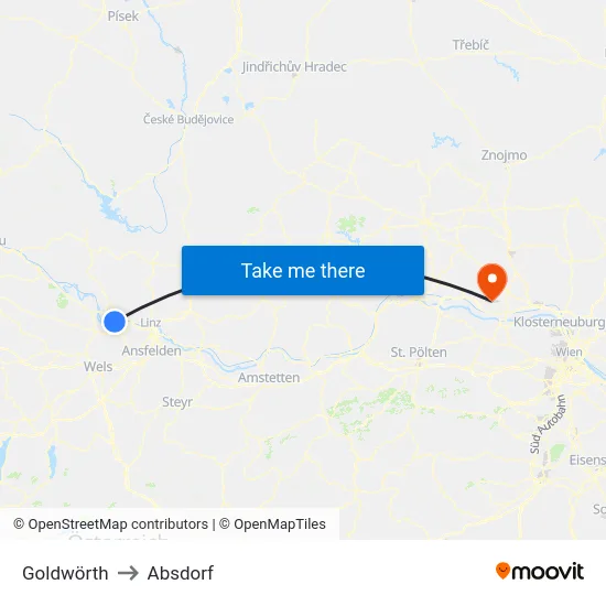 Goldwörth to Absdorf map