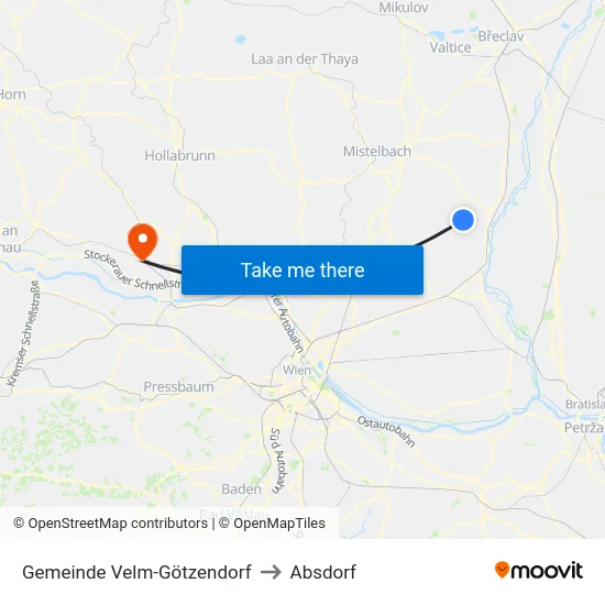 Gemeinde Velm-Götzendorf to Absdorf map