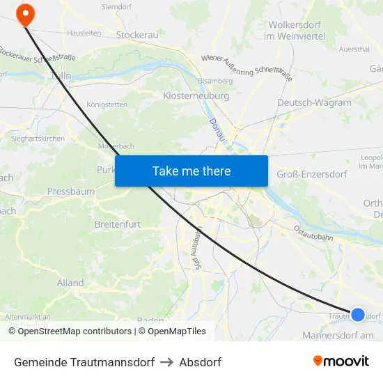 Gemeinde Trautmannsdorf to Absdorf map