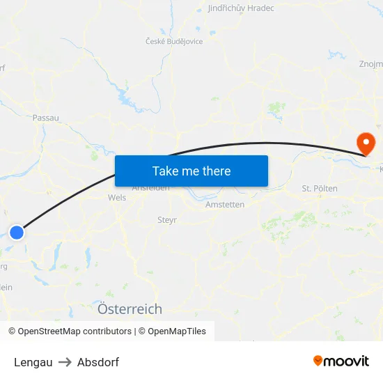 Lengau to Absdorf map