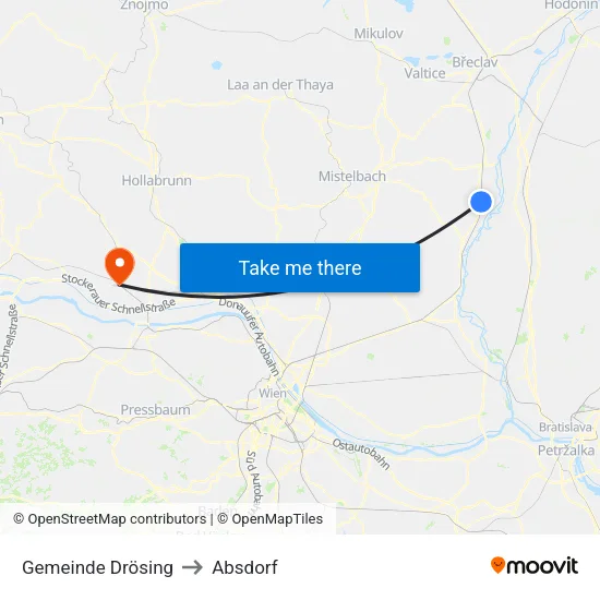 Gemeinde Drösing to Absdorf map
