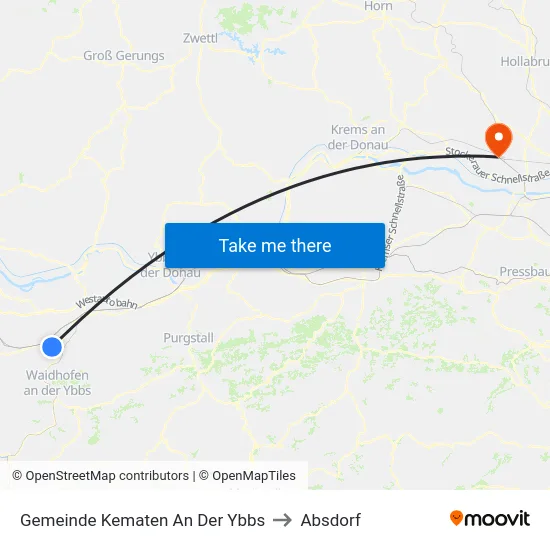 Gemeinde Kematen An Der Ybbs to Absdorf map