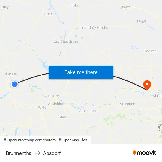 Brunnenthal to Absdorf map