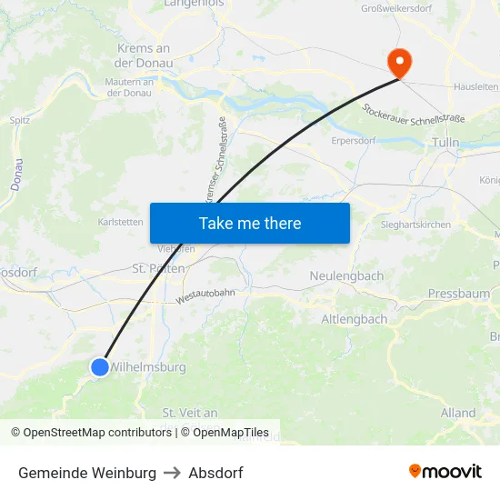 Gemeinde Weinburg to Absdorf map