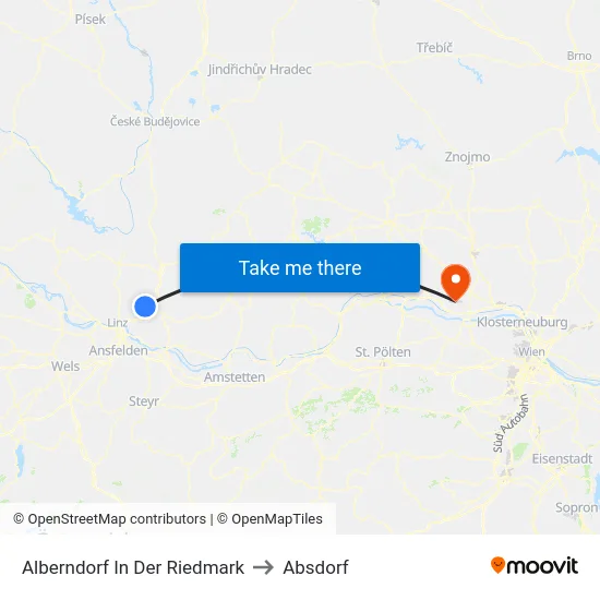 Alberndorf In Der Riedmark to Absdorf map