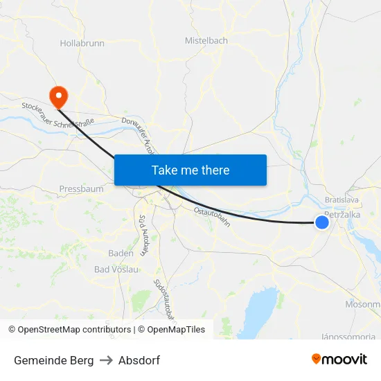 Gemeinde Berg to Absdorf map