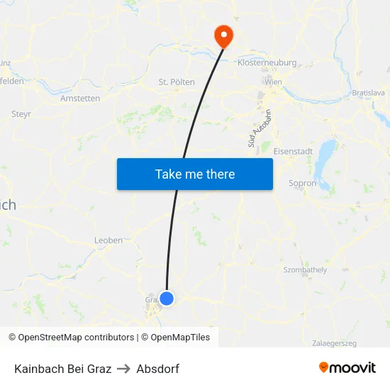 Kainbach Bei Graz to Absdorf map