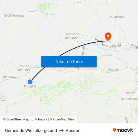 Gemeinde Wieselburg-Land to Absdorf map