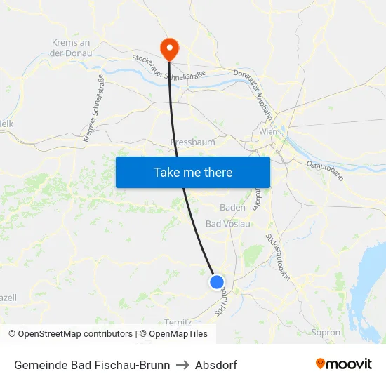 Gemeinde Bad Fischau-Brunn to Absdorf map
