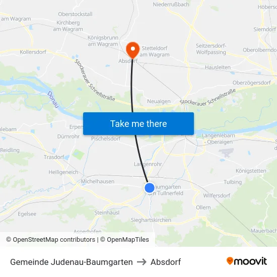Gemeinde Judenau-Baumgarten to Absdorf map