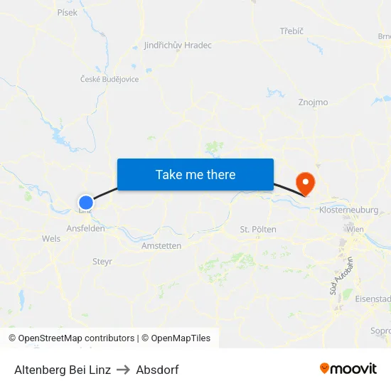 Altenberg Bei Linz to Absdorf map