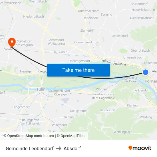 Gemeinde Leobendorf to Absdorf map