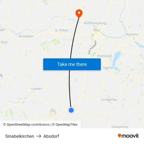 Sinabelkirchen to Absdorf map