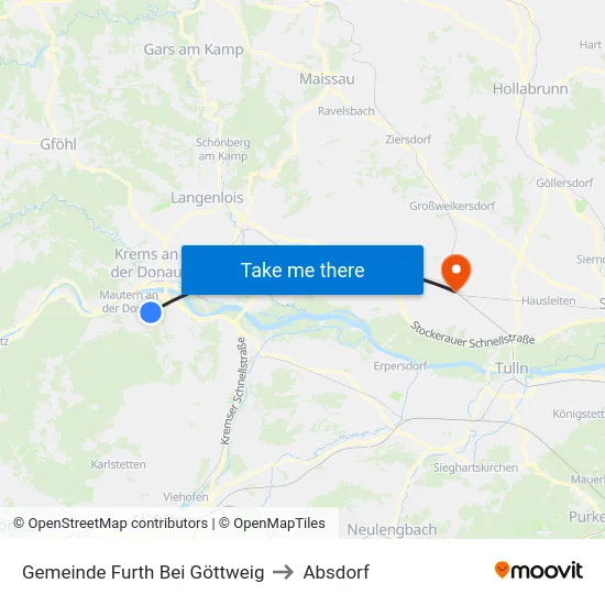 Gemeinde Furth Bei Göttweig to Absdorf map