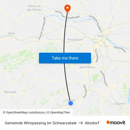 Gemeinde Wimpassing Im Schwarzatale to Absdorf map