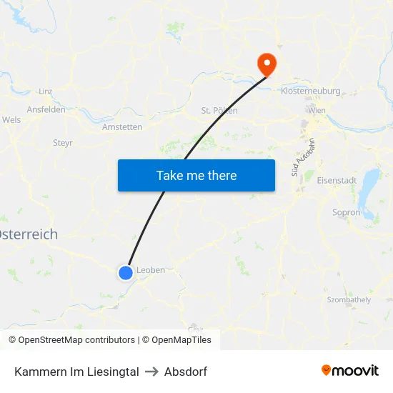 Kammern Im Liesingtal to Absdorf map