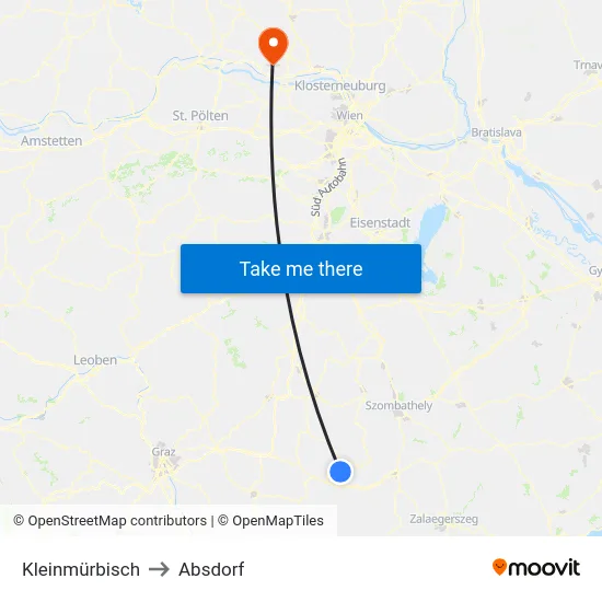 Kleinmürbisch to Absdorf map