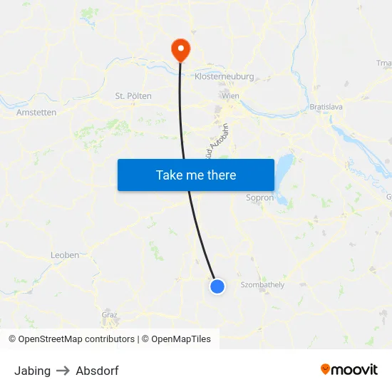 Jabing to Absdorf map