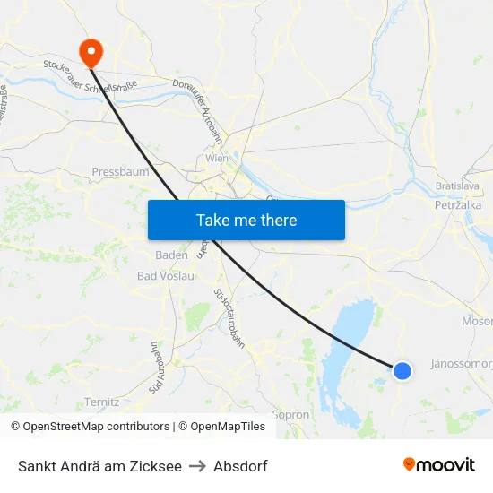 Sankt Andrä am Zicksee to Absdorf map
