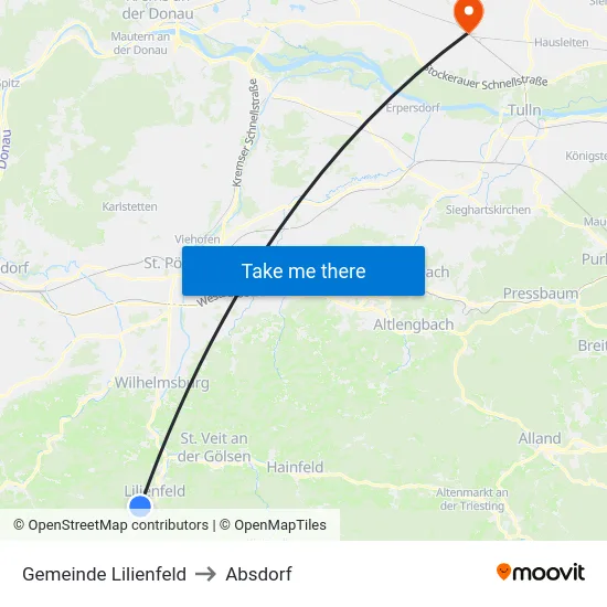 Gemeinde Lilienfeld to Absdorf map
