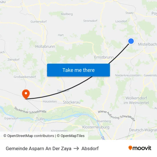 Gemeinde Asparn An Der Zaya to Absdorf map