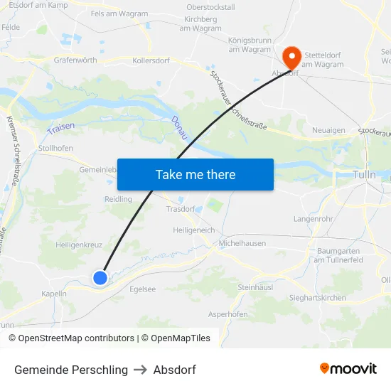 Gemeinde Perschling to Absdorf map