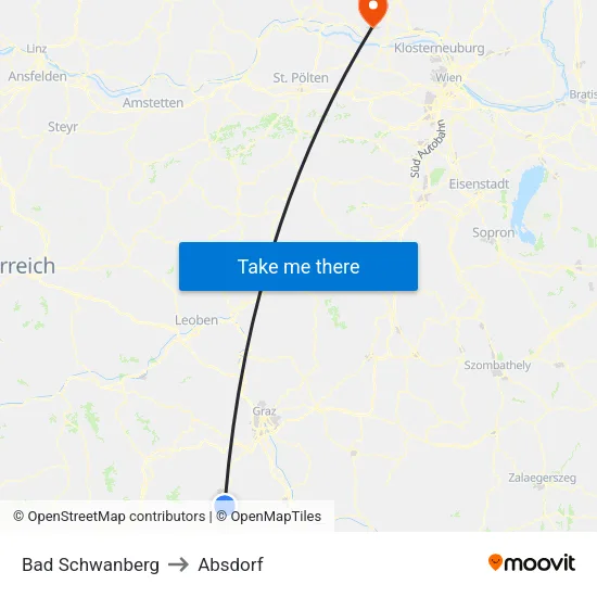 Bad Schwanberg to Absdorf map