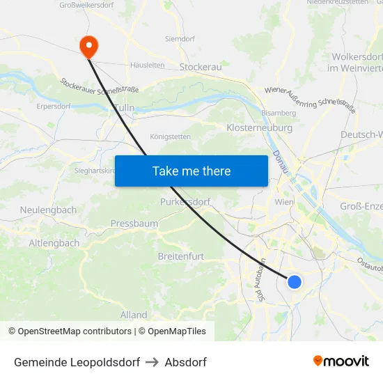 Gemeinde Leopoldsdorf to Absdorf map