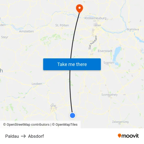 Paldau to Absdorf map