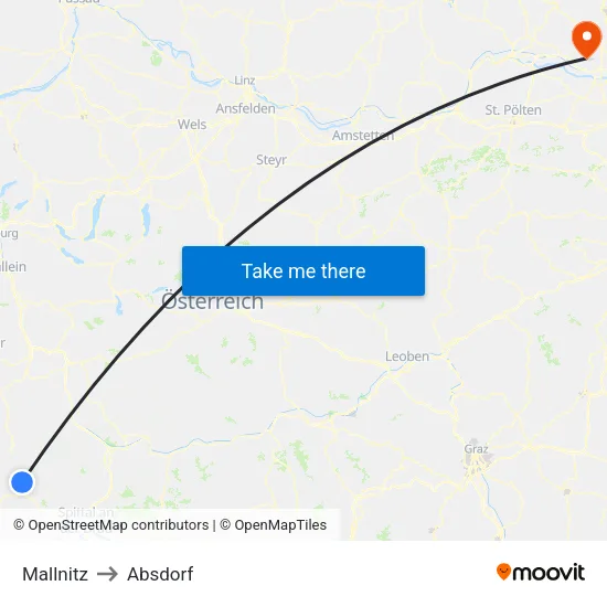Mallnitz to Absdorf map