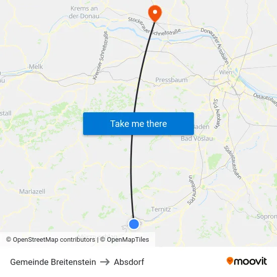 Gemeinde Breitenstein to Absdorf map