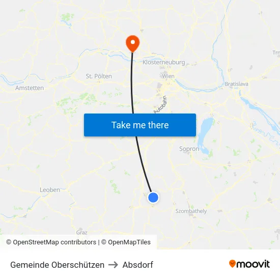 Gemeinde Oberschützen to Absdorf map