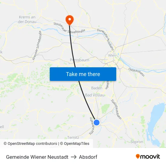 Gemeinde Wiener Neustadt to Absdorf map