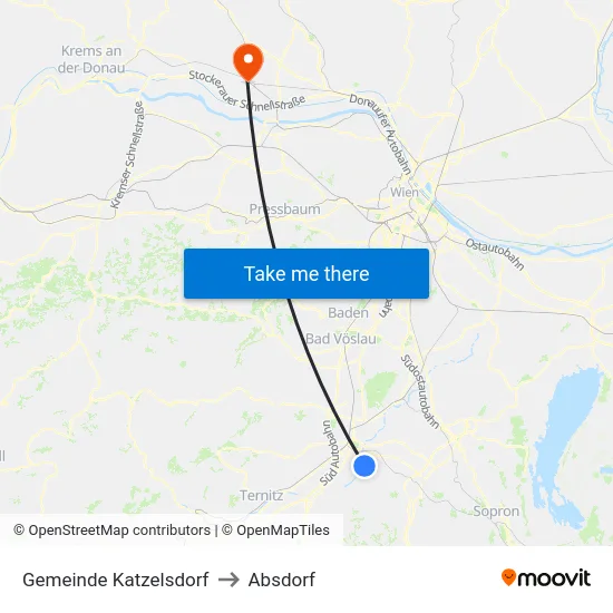 Gemeinde Katzelsdorf to Absdorf map