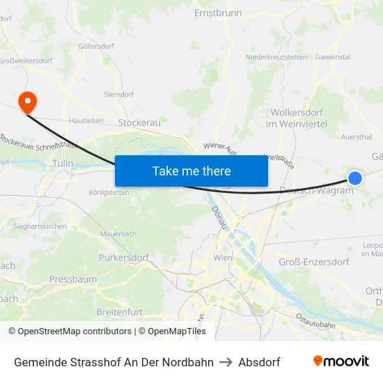 Gemeinde Strasshof An Der Nordbahn to Absdorf map