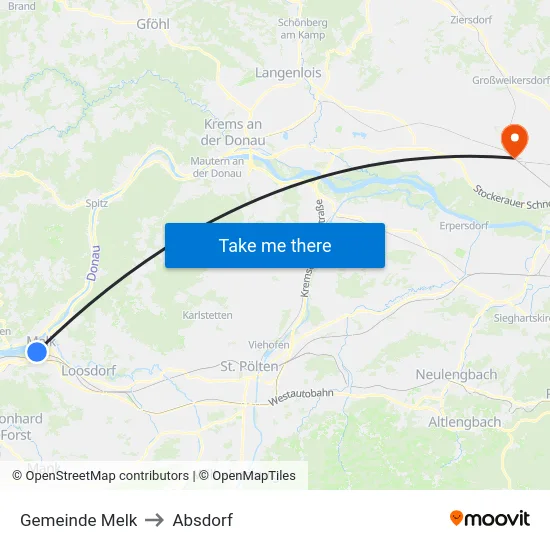 Gemeinde Melk to Absdorf map