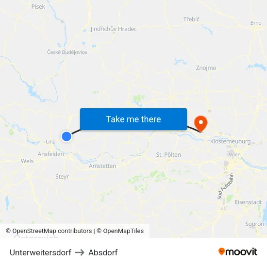 Unterweitersdorf to Absdorf map