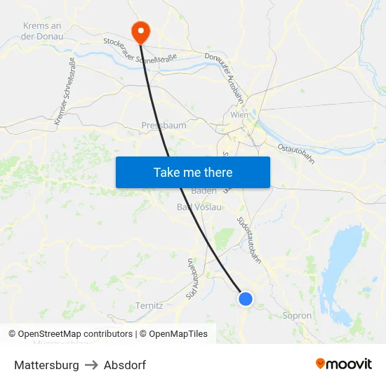 Mattersburg to Absdorf map