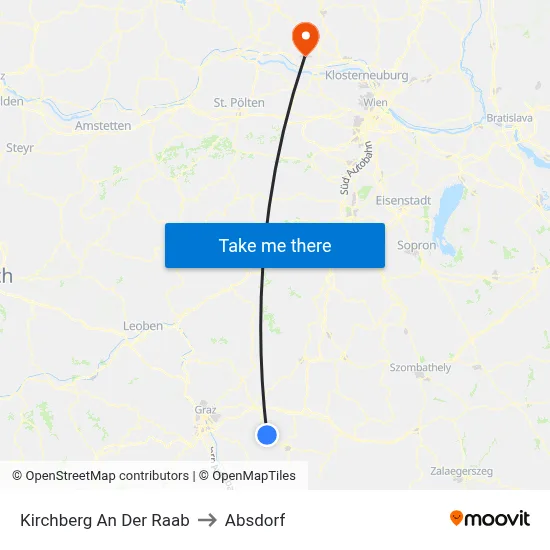 Kirchberg An Der Raab to Absdorf map