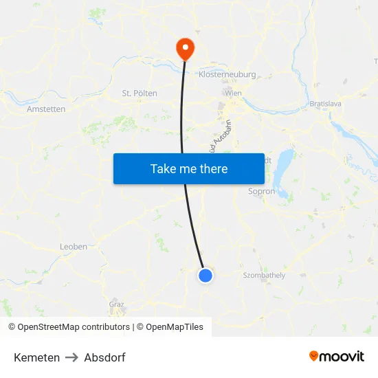 Kemeten to Absdorf map