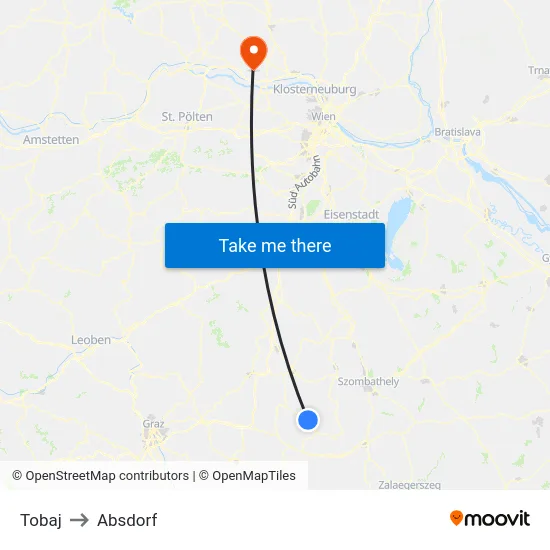 Tobaj to Absdorf map