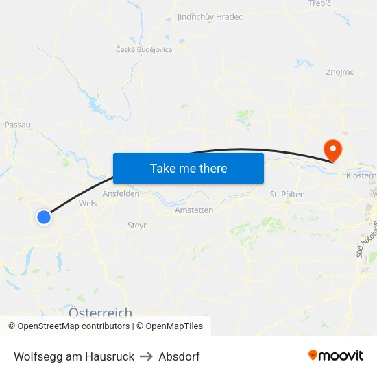 Wolfsegg am Hausruck to Absdorf map