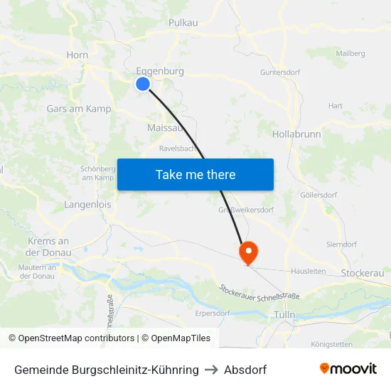 Gemeinde Burgschleinitz-Kühnring to Absdorf map