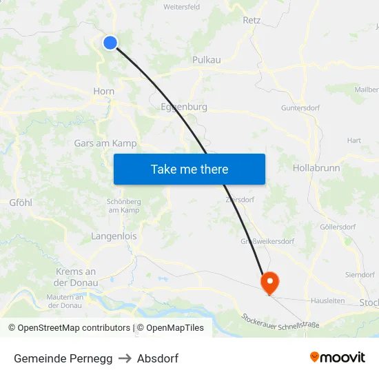 Gemeinde Pernegg to Absdorf map